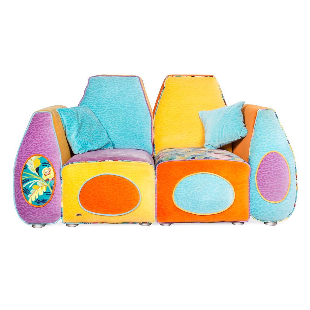 Bretz Stone Designer Samt Sofa Lila Zweisitzer #8130