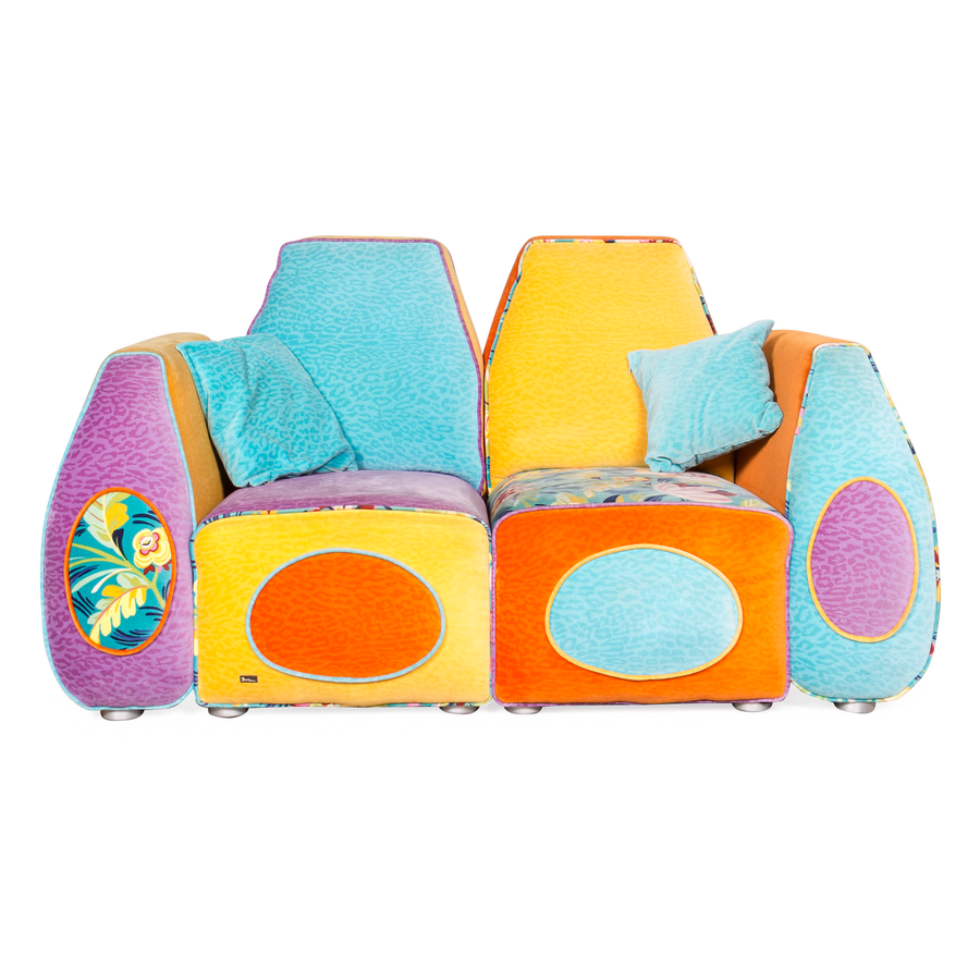 Bretz Stone Designer Samt Sofa Lila Zweisitzer #8130