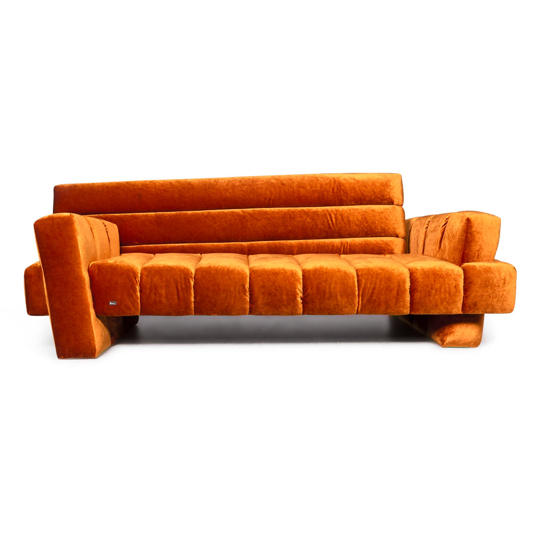Bretz Confucius Orange Samt Stoff Sofa Dreisitzer Couch #9244