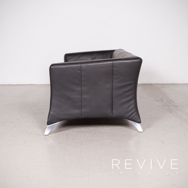 BMP Rolf Benz 322 Designer Leder Sofa Schwarz Echtleder Zweisitzer Couch #6471