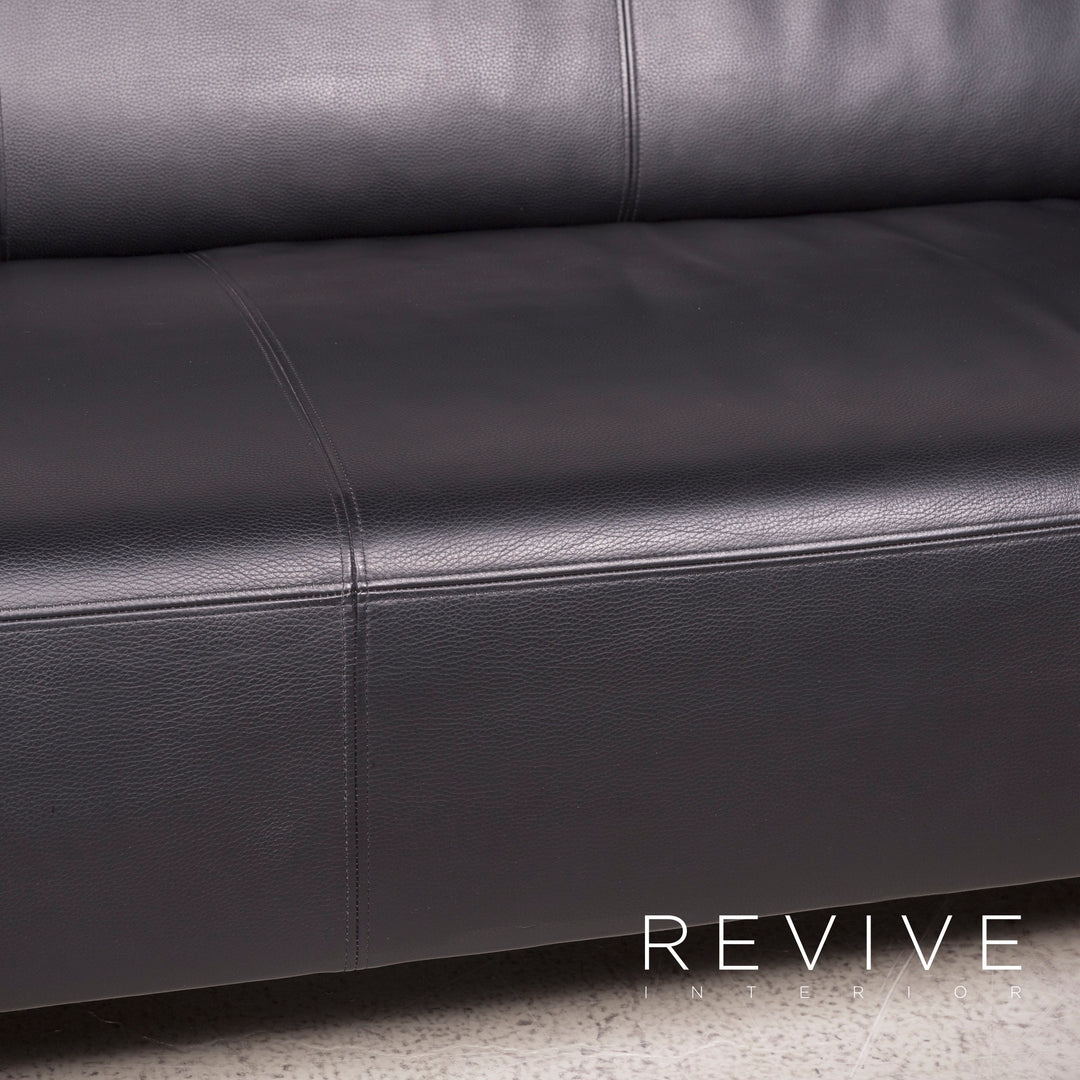 BMP Rolf Benz 322 Designer Leder Sofa Schwarz Echtleder Zweisitzer Couch #6471