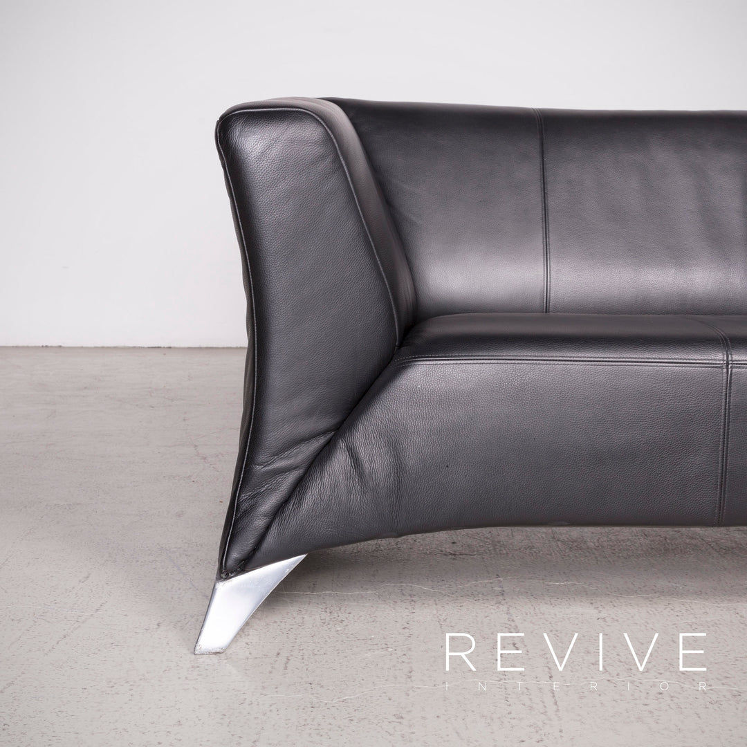 BMP Rolf Benz 322 Designer Leder Sofa Schwarz Echtleder Zweisitzer Couch #6471