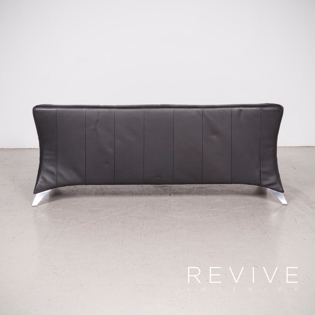 BMP Rolf Benz 322 Designer Leder Sofa Schwarz Echtleder Zweisitzer Couch #6471