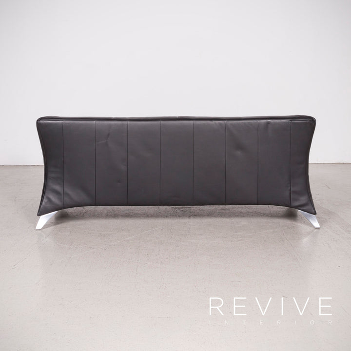 BMP Rolf Benz 322 Designer Leder Sofa Schwarz Echtleder Zweisitzer Couch #6471