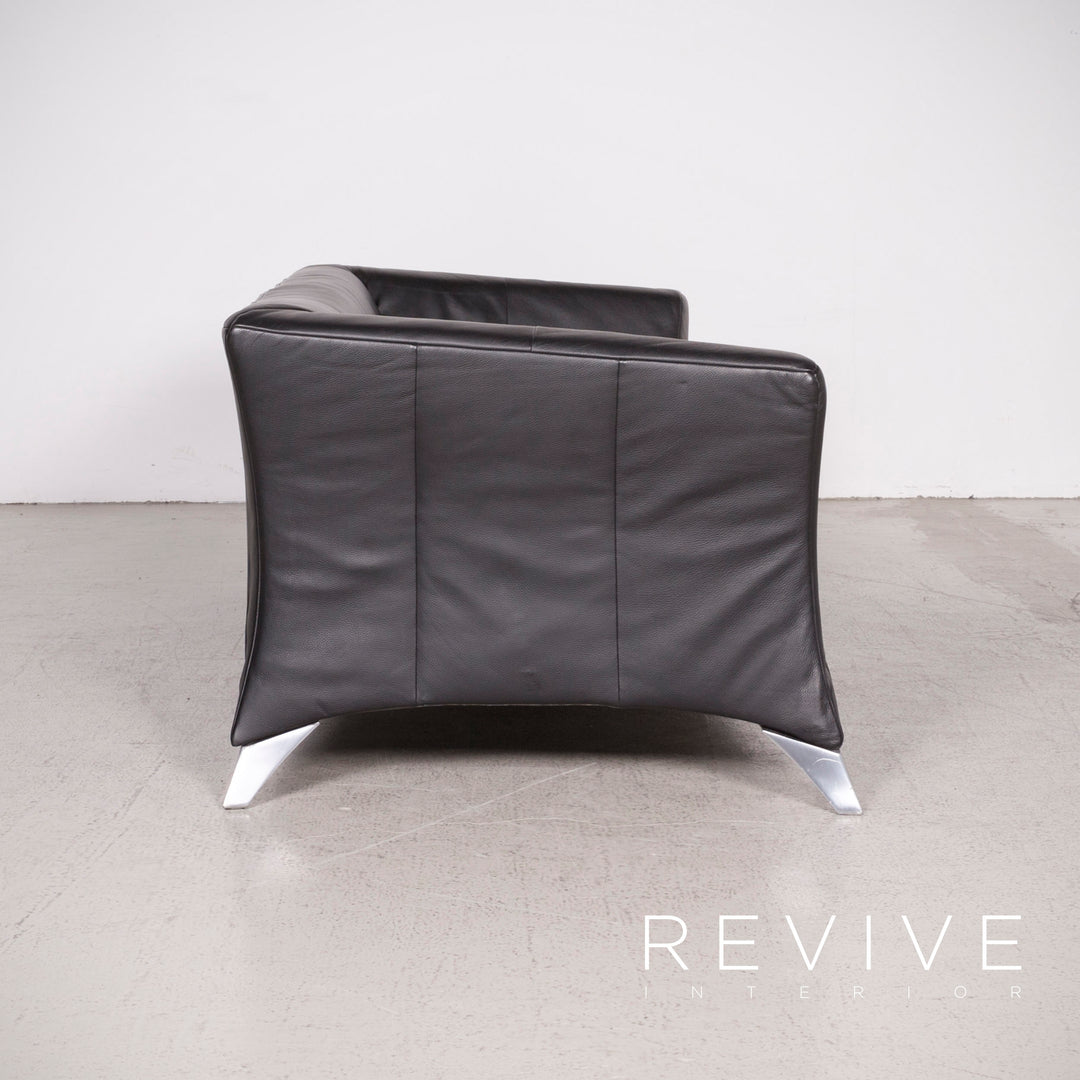 BMP Rolf Benz 322 Designer Leder Sofa Schwarz Echtleder Zweisitzer Couch #6471