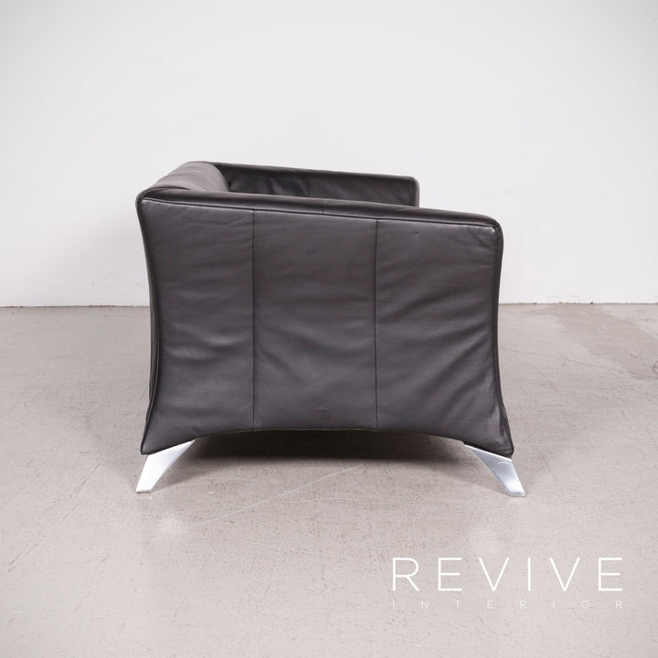 BMP Rolf Benz 322 Designer Leder Sofa Schwarz Echtleder Zweisitzer Couch #6471