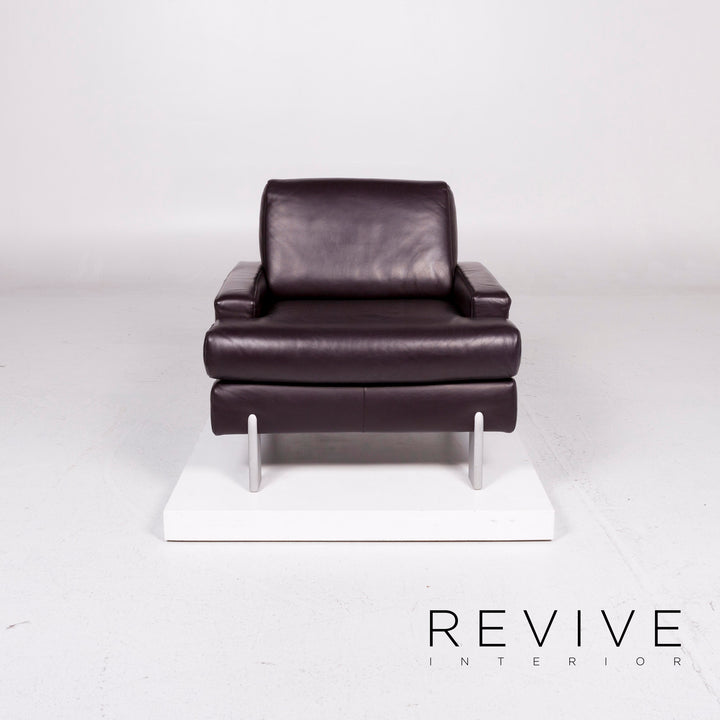 Ensemble de canapés en cuir BMP Rolf Benz aubergine 1x trois places, 1x deux places, 1x fauteuil #11344
