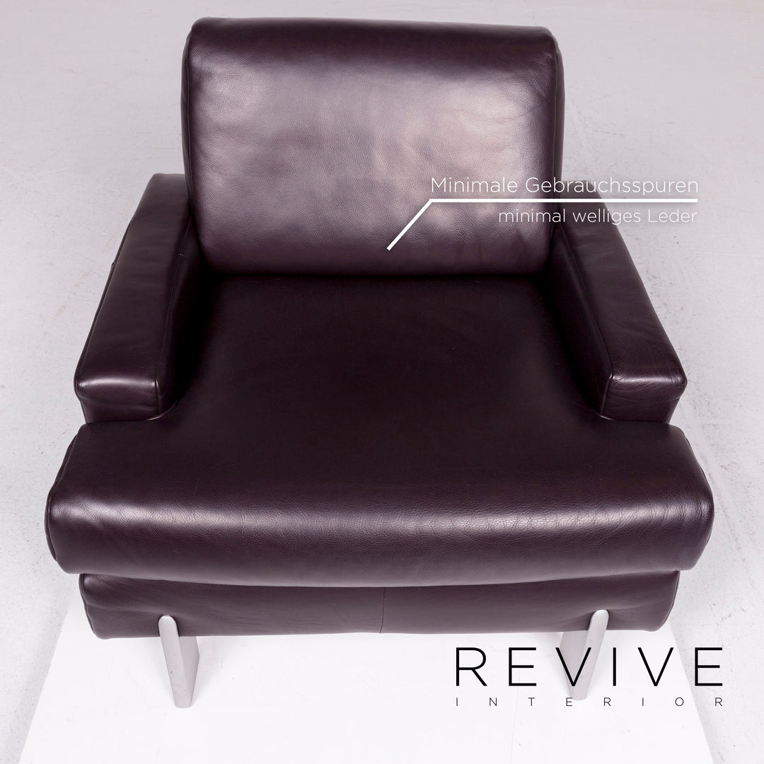 BMP Rolf Benz Fauteuil en cuir Aubergine #11194