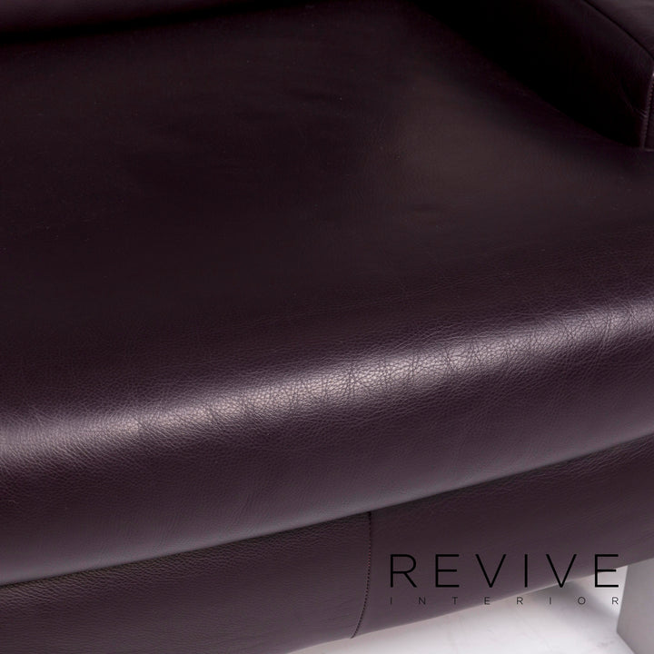 Ensemble de canapés en cuir BMP Rolf Benz aubergine 1x trois places, 1x deux places, 1x fauteuil #11344