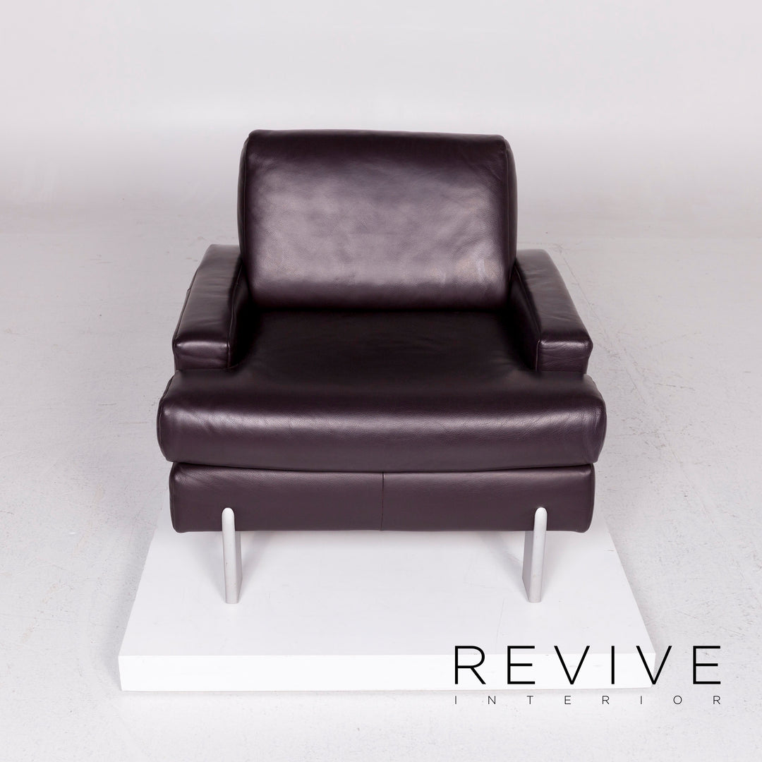 BMP Rolf Benz Fauteuil en cuir Aubergine #11194