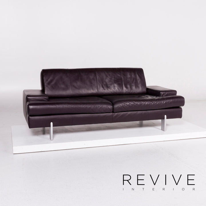 Ensemble de canapés en cuir BMP Rolf Benz aubergine 1x trois places, 1x deux places, 1x fauteuil #11344