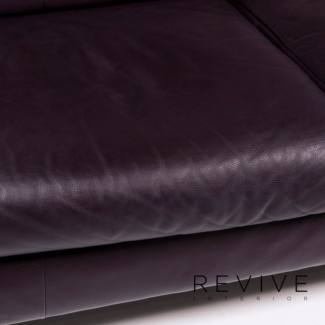 Ensemble de canapés en cuir BMP Rolf Benz aubergine 1x trois places, 1x deux places, 1x fauteuil #11344
