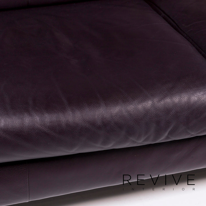 Ensemble de canapés en cuir BMP Rolf Benz aubergine 1x trois places, 1x deux places, 1x fauteuil #11344