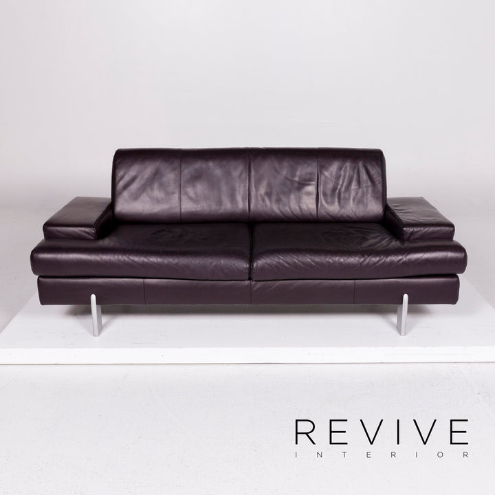 Ensemble de canapés en cuir BMP Rolf Benz aubergine 1x trois places, 1x deux places, 1x fauteuil #11344