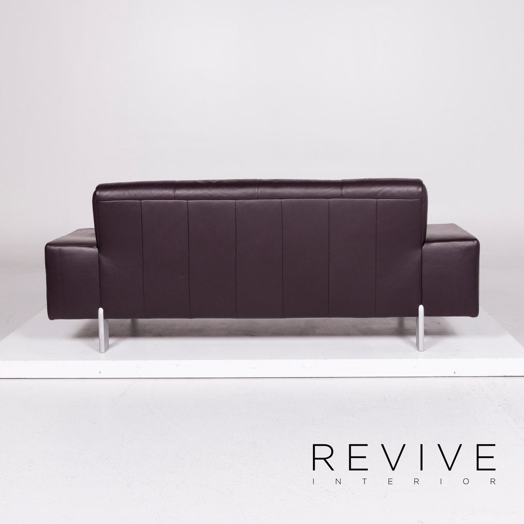 BMP Rolf Benz canapé en cuir aubergine canapé trois places #11193