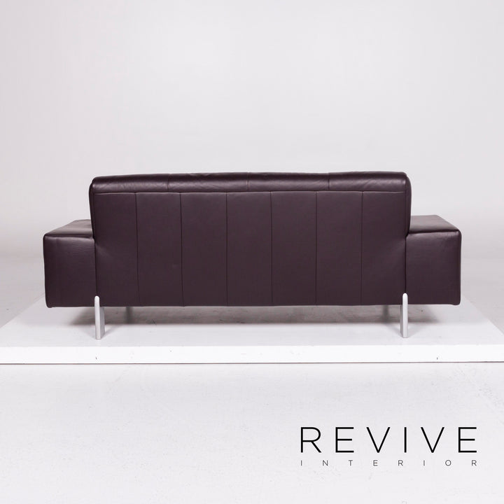 BMP Rolf Benz canapé en cuir aubergine canapé trois places #11193