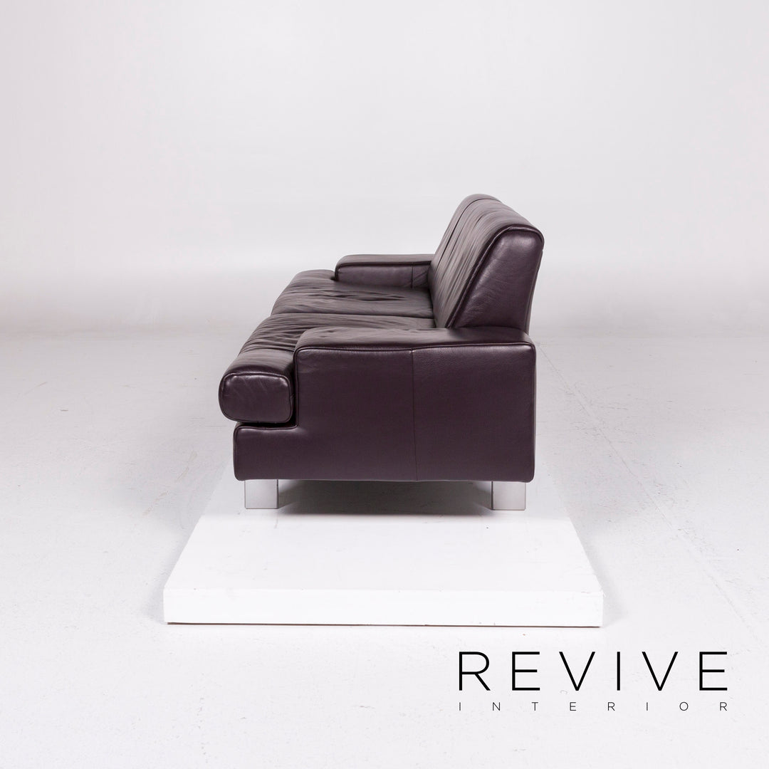 BMP Rolf Benz canapé en cuir aubergine canapé trois places #11193