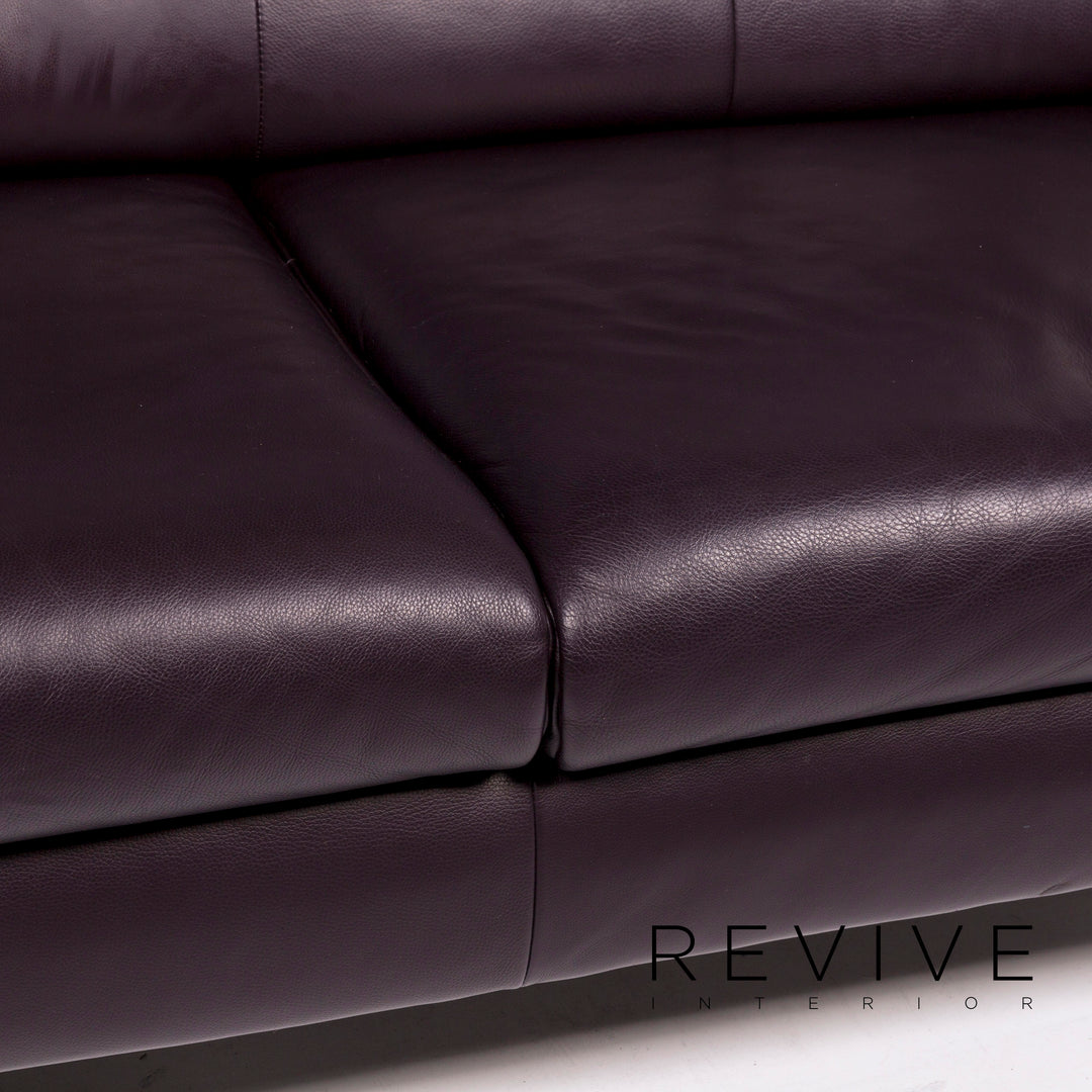 Ensemble de canapés en cuir BMP Rolf Benz aubergine 1x trois places, 1x deux places, 1x fauteuil #11344