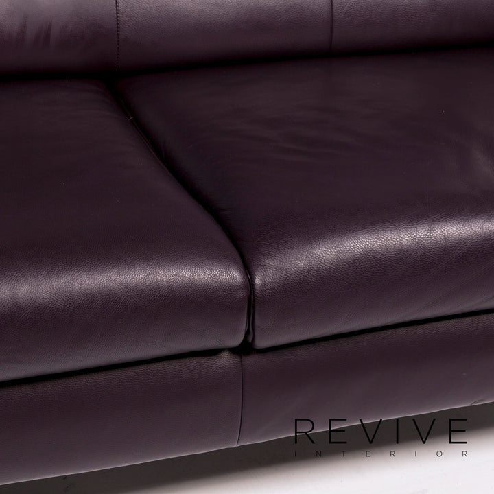 Ensemble de canapés en cuir BMP Rolf Benz aubergine 1x trois places, 1x deux places, 1x fauteuil #11344