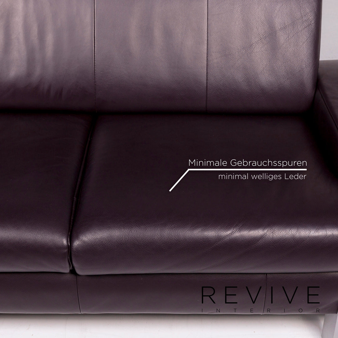 BMP Rolf Benz Leder Sofa Aubergine Zweisitzer Couch #11195