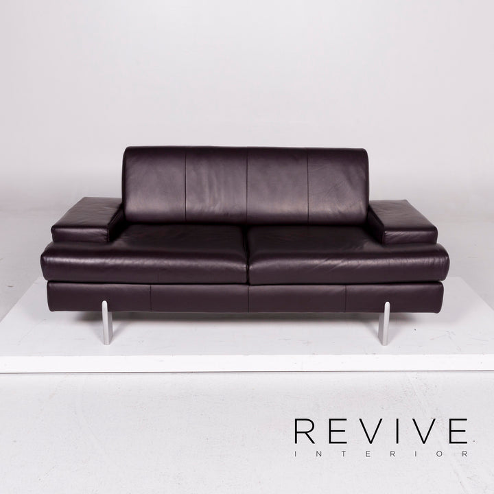 BMP Rolf Benz Leder Sofa Aubergine Zweisitzer Couch #11195