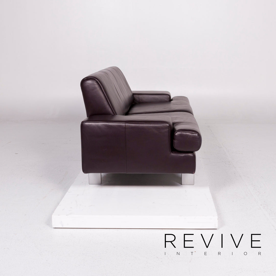 BMP Rolf Benz Leder Sofa Aubergine Zweisitzer Couch #11195