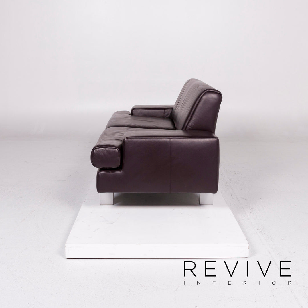 BMP Rolf Benz Leder Sofa Aubergine Zweisitzer Couch #11195