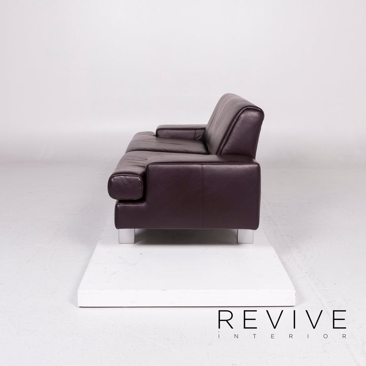 BMP Rolf Benz Leder Sofa Aubergine Zweisitzer Couch #11195
