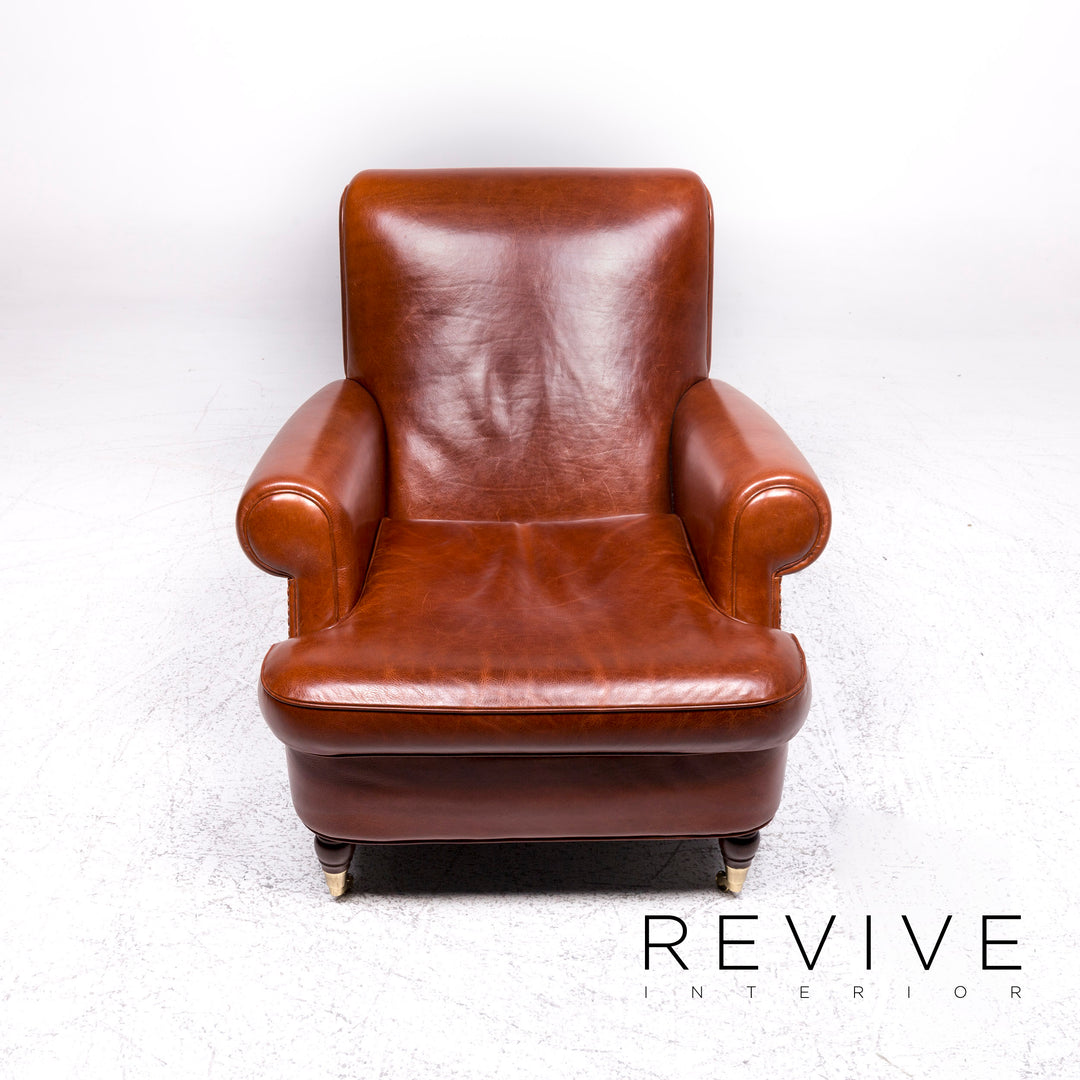 Baxter Charlotte Designer Ensemble de 2 fauteuils en cuir Marron #9374