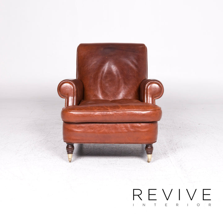 Baxter Charlotte Designer Ensemble de 2 fauteuils en cuir Marron #9374