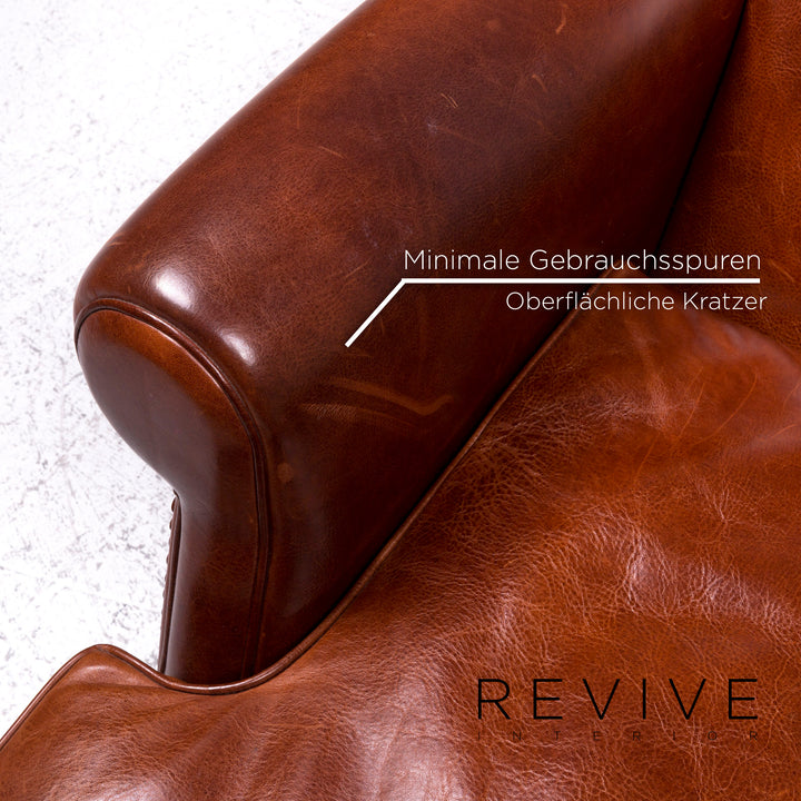 Baxter Charlotte Designer Ensemble de 2 fauteuils en cuir Marron #9374