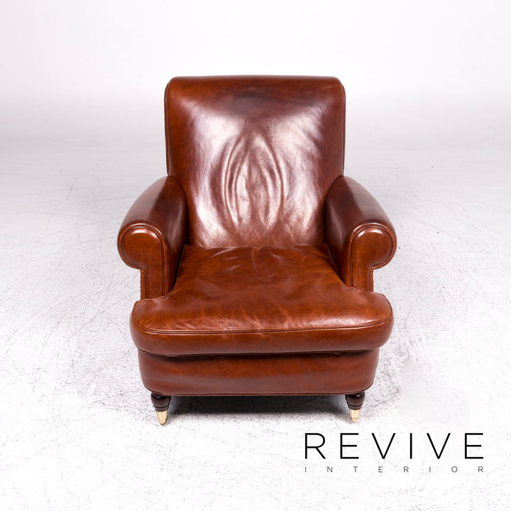 Baxter Charlotte Designer Ensemble de 2 fauteuils en cuir Marron #9374