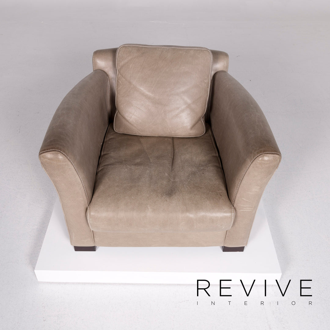 Baxter Diner Fauteuil en cuir aniline gris #10591