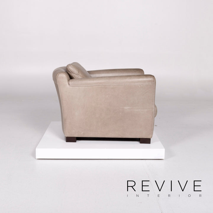 Baxter Diner Fauteuil en cuir aniline gris #10591