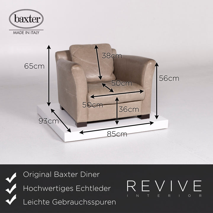 Baxter Diner Fauteuil en cuir aniline gris #10591
