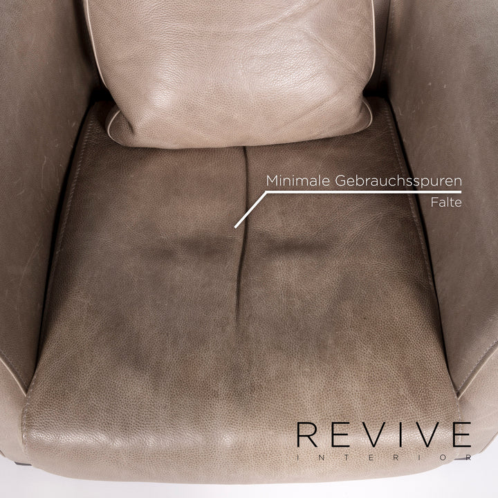 Baxter Diner Fauteuil en cuir aniline gris #10591