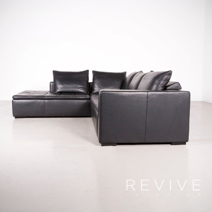 BoConcept Designer Leder Ecksofa Schwarz Echtleder Sofa Couch #7687