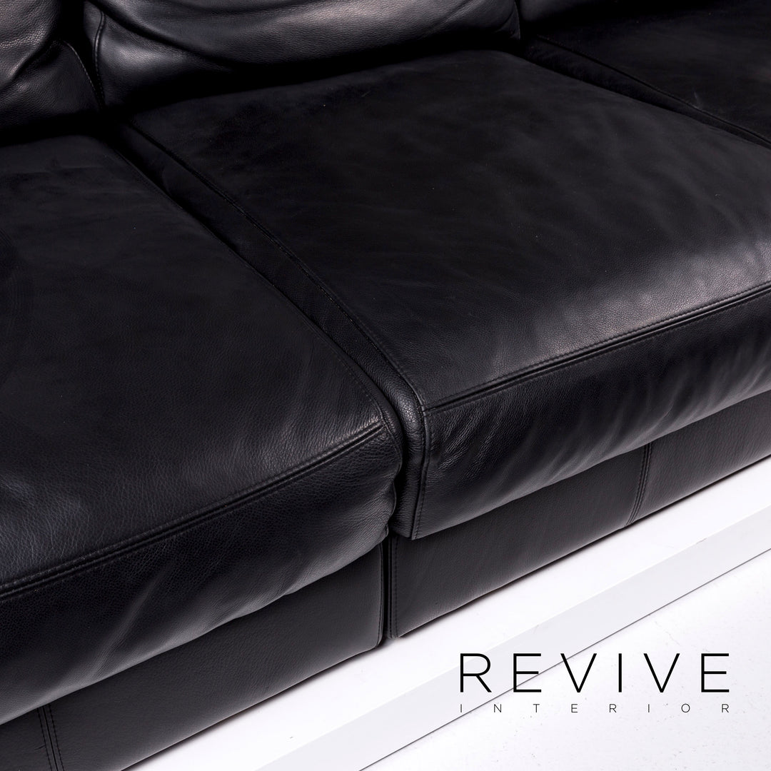 BoConcept Largo Leder Sofa Schwarz Dreisitzer Funktion Couch #10559