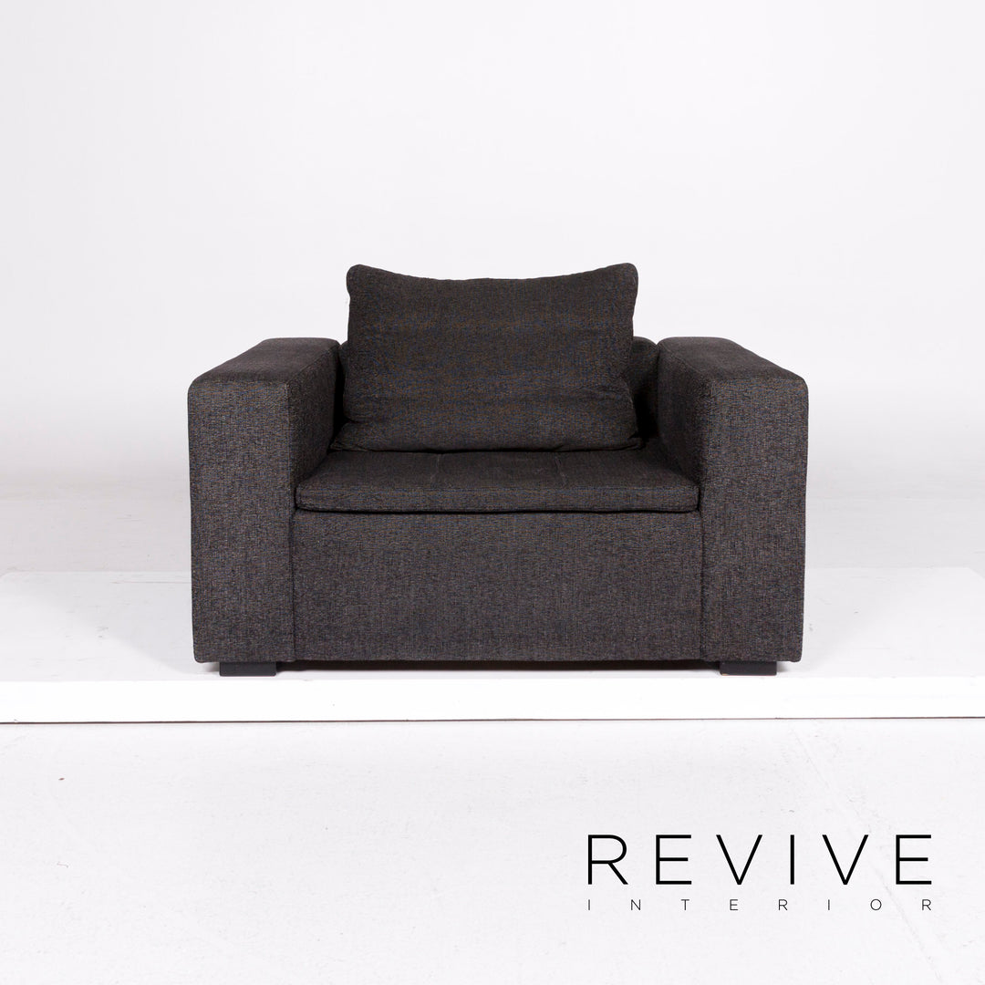 BoConcept Mezzo Stoff Sofa Garnitur Anthrazit Schwarzgrau 1x Zweisitzer 1x Sessel 1x Hocker #11264