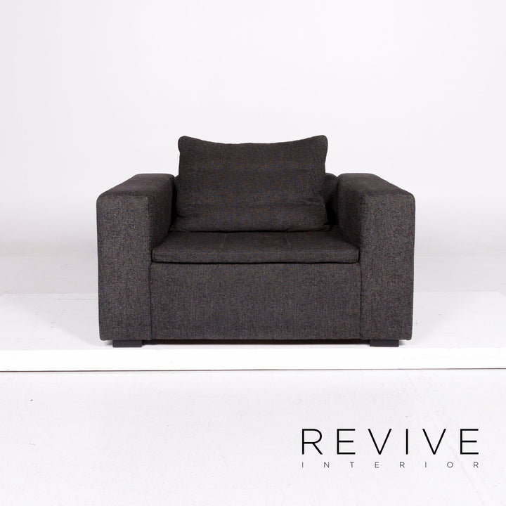 BoConcept Mezzo Stoff Sofa Garnitur Anthrazit Schwarzgrau 1x Zweisitzer 1x Sessel 1x Hocker #11264