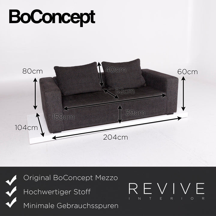 BoConcept Mezzo Stoff Sofa Anthrazit Schwarzgrau Zweisitzer Couch #11020