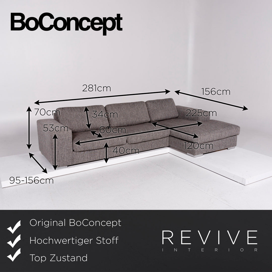 BoConcept Stoff Ecksofa Grau Sofa Couch #10589