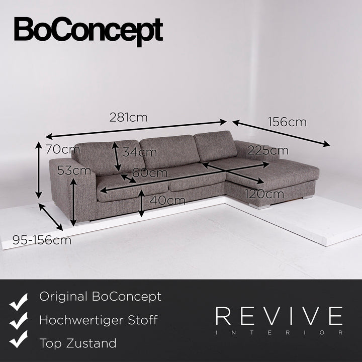 BoConcept Stoff Ecksofa Grau Sofa Couch #10589