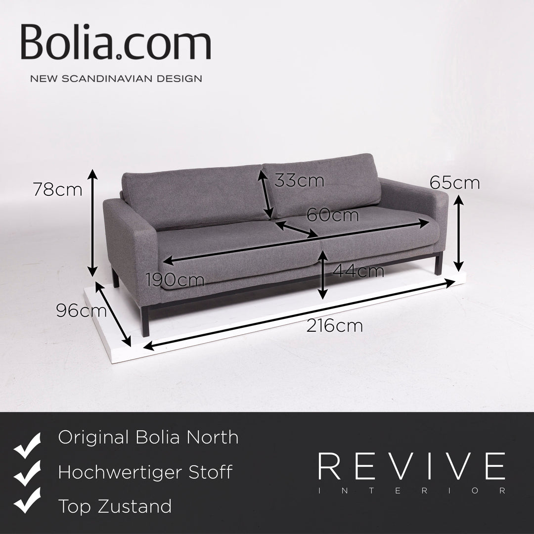Bolia North Stoff Sofa Grau Dreisitzer Couch #11631