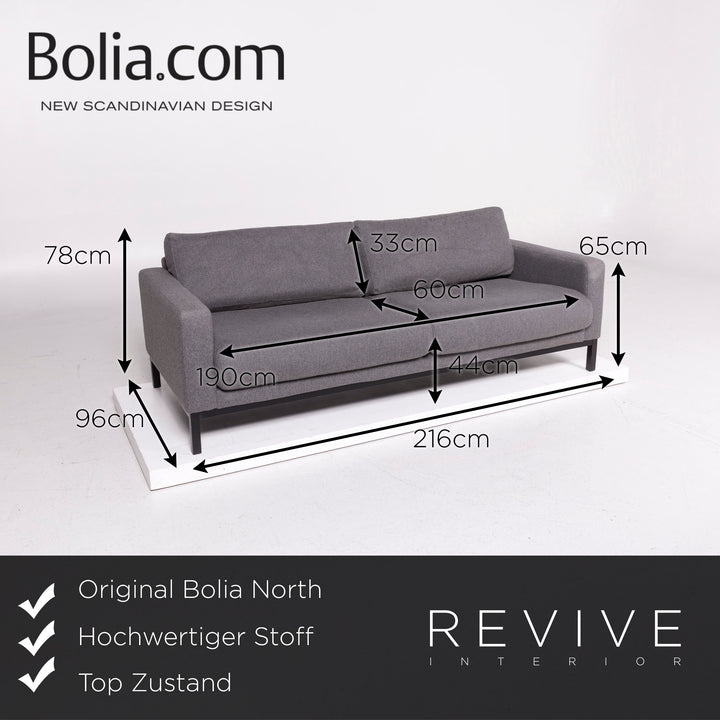 Bolia North Stoff Sofa Grau Dreisitzer Couch #11631