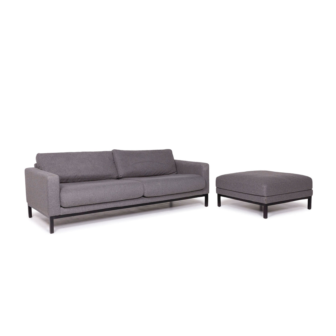 Bolia North Sofa Stoff Garnitur Grau 1x Dreisitzer 1x Hocker #11888