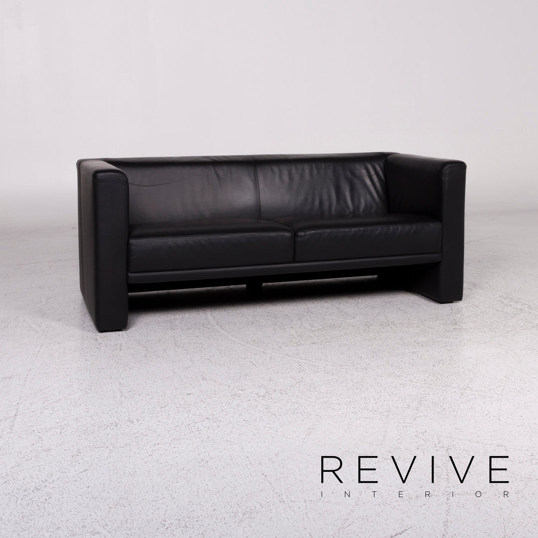 Brühl Collection Visavis Leder Sofa Schwarz Zweisitzer Couch #9953