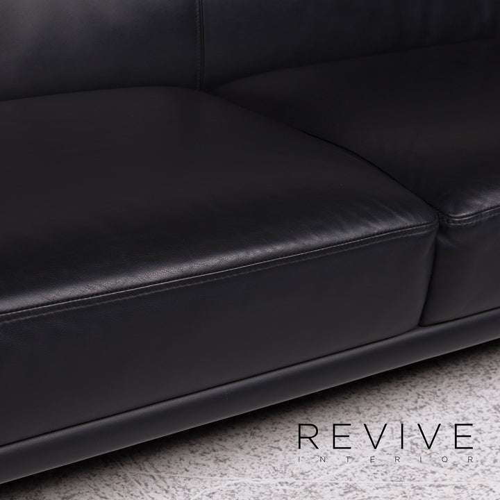 Brühl Collection Visavis Leder Sofa Schwarz Zweisitzer Couch #9953