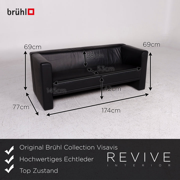 Brühl Collection Visavis Leder Sofa Schwarz Zweisitzer Couch #9953