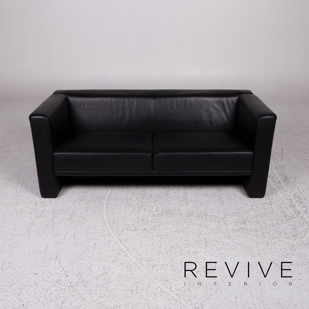 Brühl Collection Visavis Leder Sofa Schwarz Zweisitzer Couch #9953